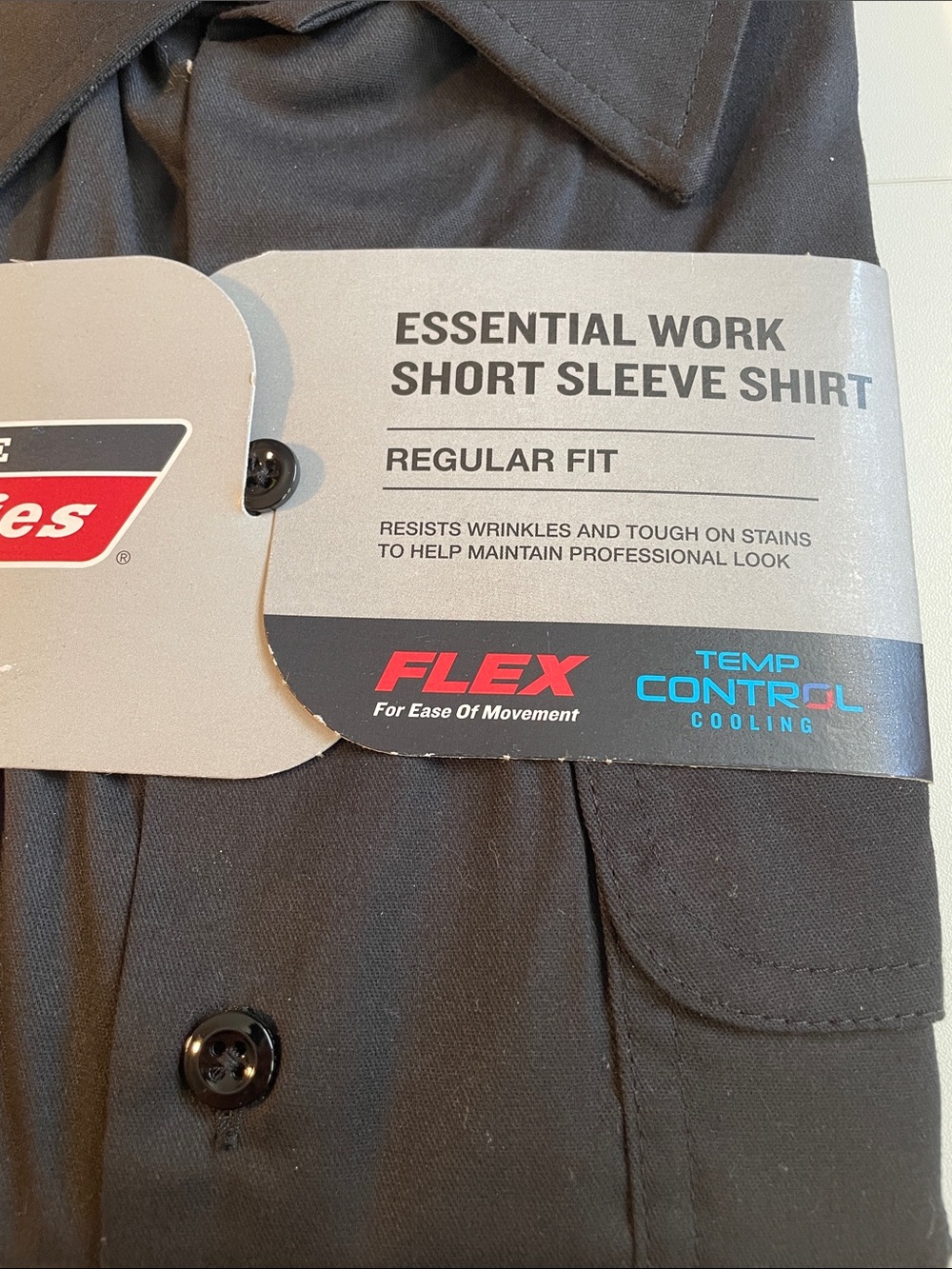 Dickies Men’s Short Sleeve Work Shirt - Black - Picture 3 of 5